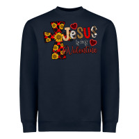 Navy Jesus is My Valentine Cross Heavyweight Sweatshirt - CowhideDigitalArt