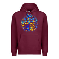 Burgundy World Down Syndrome Day Premium Hoodie - CowhideDigitalArt