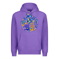 Purple World Down Syndrome Day Premium Hoodie - CowhideDigitalArt