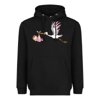 Black stork with baby girl Heavyweight Hoodie - BarkalooDesign