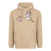 Mushroom stork with baby girl Heavyweight Hoodie - BarkalooDesign