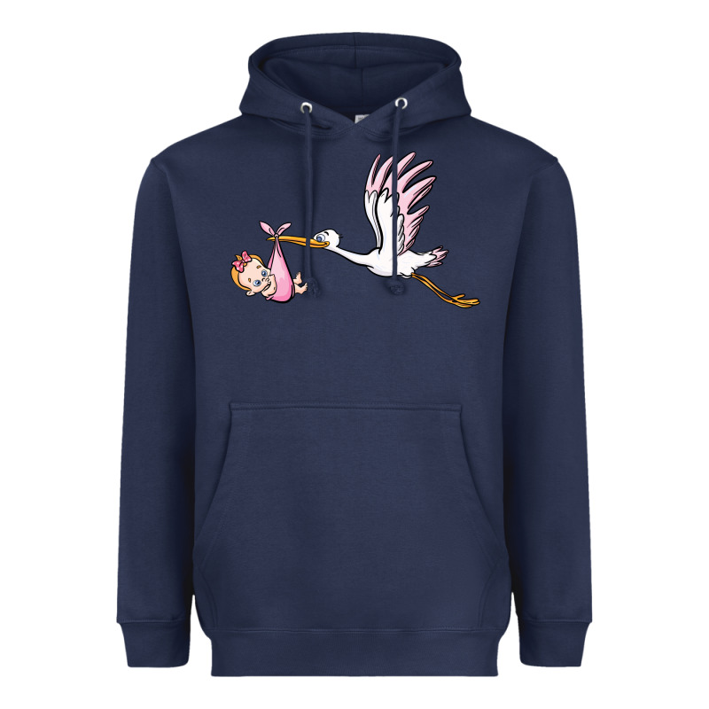 Stork With Baby Girl Heavyweight Hoodie by BarkalooDesign | Teevron