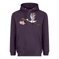 Plum stork with baby girl Heavyweight Hoodie - BarkalooDesign