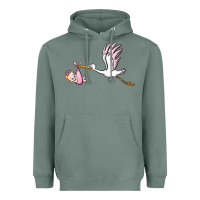 Sage stork with baby girl Heavyweight Hoodie - BarkalooDesign