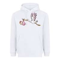 White stork with baby girl Heavyweight Hoodie - BarkalooDesign