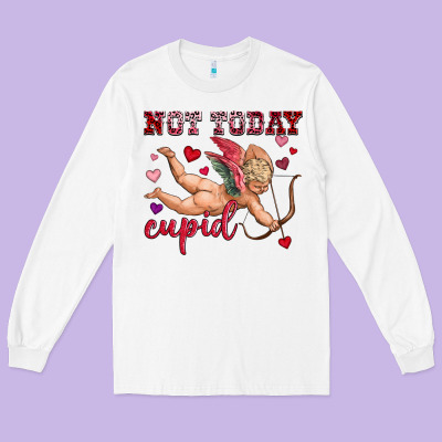 Not Today Cupid Long Sleeve Tee Designed By Oliviacreatesart