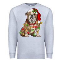 Heather Grey Christmas english bulldog Premium Sweatshirt - BarkalooDesign