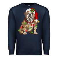 Navy Christmas english bulldog Premium Sweatshirt - BarkalooDesign