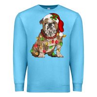 Ocean Blue Christmas english bulldog Premium Sweatshirt - BarkalooDesign