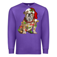 Purple Christmas english bulldog Premium Sweatshirt - BarkalooDesign