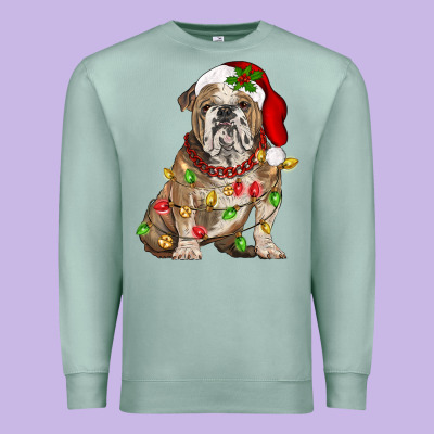 Christmas English Bulldog Premium Sweatshirt Designed By Barkaloodesign