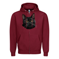 Burgundy Bombay Cat Face Zipper Hoodie - LillyAllenDesigns