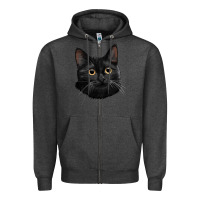Charcoal Heather Bombay Cat Face Zipper Hoodie - LillyAllenDesigns