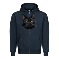 Navy Bombay Cat Face Zipper Hoodie - LillyAllenDesigns