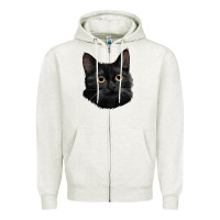 Oatmeal Heather Bombay Cat Face Zipper Hoodie - LillyAllenDesigns