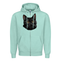 Seafoam Bombay Cat Face Zipper Hoodie - LillyAllenDesigns
