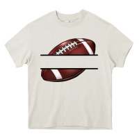 Cream football name frame Heavy Core Tee - BarkalooDesign