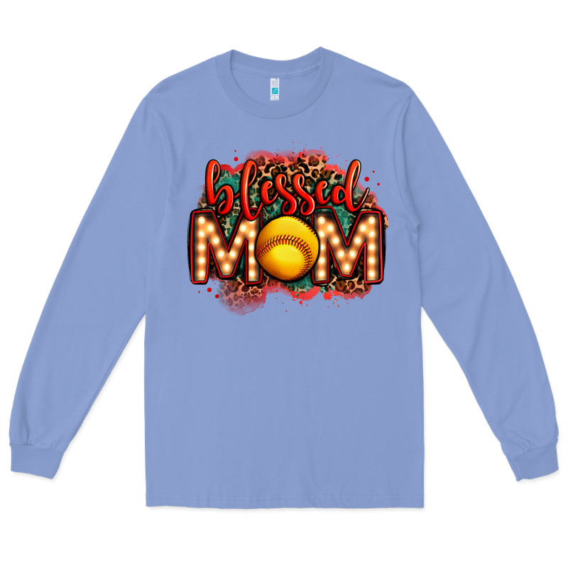 Blessed Softball Mom Lightbulb Letters Long Sleeve Tee by OliviaCreatesArt | Teevron