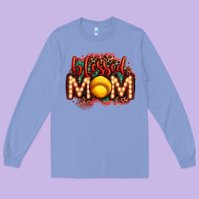 Blessed Softball Mom Lightbulb Letters Long Sleeve Tee Designed By Oliviacreatesart
