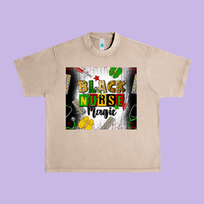 Black Nurse Magic Urban Heavy Tee Designed By Cowgirlartshop