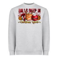 Heather Grey balls deep in christmas spirit Heavyweight Sweatshirt - CowhideDigitalArt