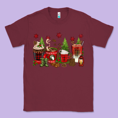 Christmas Coffee Cups Classic Tee Designed By Texasbilliewilder