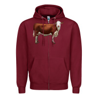 Burgundy hereford cow Zipper Hoodie - LillyAllenDesigns