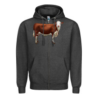 Charcoal Heather hereford cow Zipper Hoodie - LillyAllenDesigns
