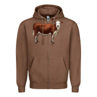 Chestnut hereford cow Zipper Hoodie - LillyAllenDesigns
