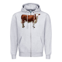 Heather Grey hereford cow Zipper Hoodie - LillyAllenDesigns