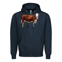 Navy hereford cow Zipper Hoodie - LillyAllenDesigns