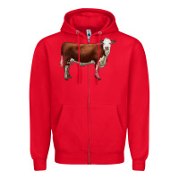 Red hereford cow Zipper Hoodie - LillyAllenDesigns