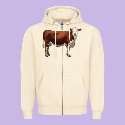 Hereford Cow Zipper Hoodie Designed By Lillyallendesigns