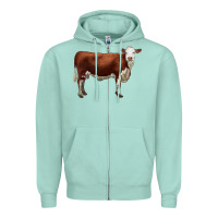 Seafoam hereford cow Zipper Hoodie - LillyAllenDesigns