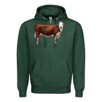 Sports Green hereford cow Zipper Hoodie - LillyAllenDesigns