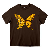 Chocolate Brown childhood cancer butterfly Heavy Core Tee - Jasminsmagicworld