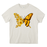 Cream childhood cancer butterfly Heavy Core Tee - Jasminsmagicworld
