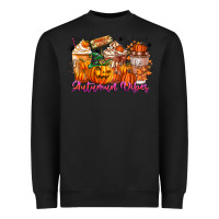 Black Thanks A Latte Autumn Vibes Heavyweight Sweatshirt - CowhideDigitalArt