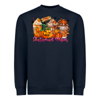 Navy Thanks A Latte Autumn Vibes Heavyweight Sweatshirt - CowhideDigitalArt