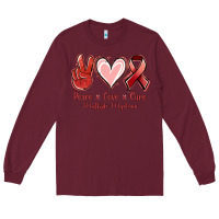 Burgundy Peace Love Cure Multiple Myeloma Cancer Long Sleeve Tee - Jasminsmagicworld