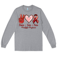 Heather Grey Peace Love Cure Multiple Myeloma Cancer Long Sleeve Tee - Jasminsmagicworld