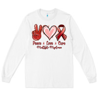White Peace Love Cure Multiple Myeloma Cancer Long Sleeve Tee - Jasminsmagicworld