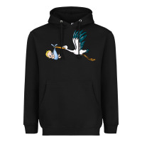 Black stork with baby boy Heavyweight Hoodie - BarkalooDesign