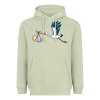 Matcha stork with baby boy Heavyweight Hoodie - BarkalooDesign
