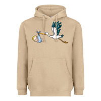 Mushroom stork with baby boy Heavyweight Hoodie - BarkalooDesign