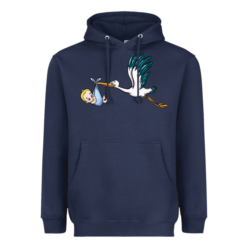 Stork With Baby Boy Heavyweight Hoodie by BarkalooDesign | Teevron