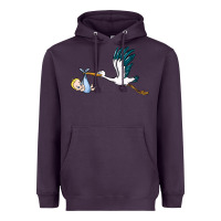 Plum stork with baby boy Heavyweight Hoodie - BarkalooDesign