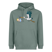 Sage stork with baby boy Heavyweight Hoodie - BarkalooDesign
