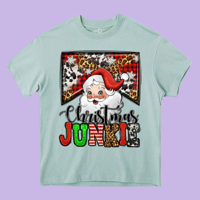 Christmas Junkie Santa Claus Heavy Core Tee Designed By Jasminsmagicworld