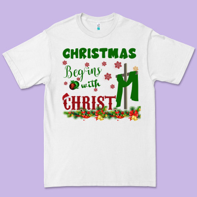 Christmas Begins With Christ Premium Tee Designed By Bettercallsaul